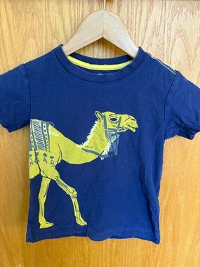 Tea Collection Navy Tee with Yellow Camel Graphic